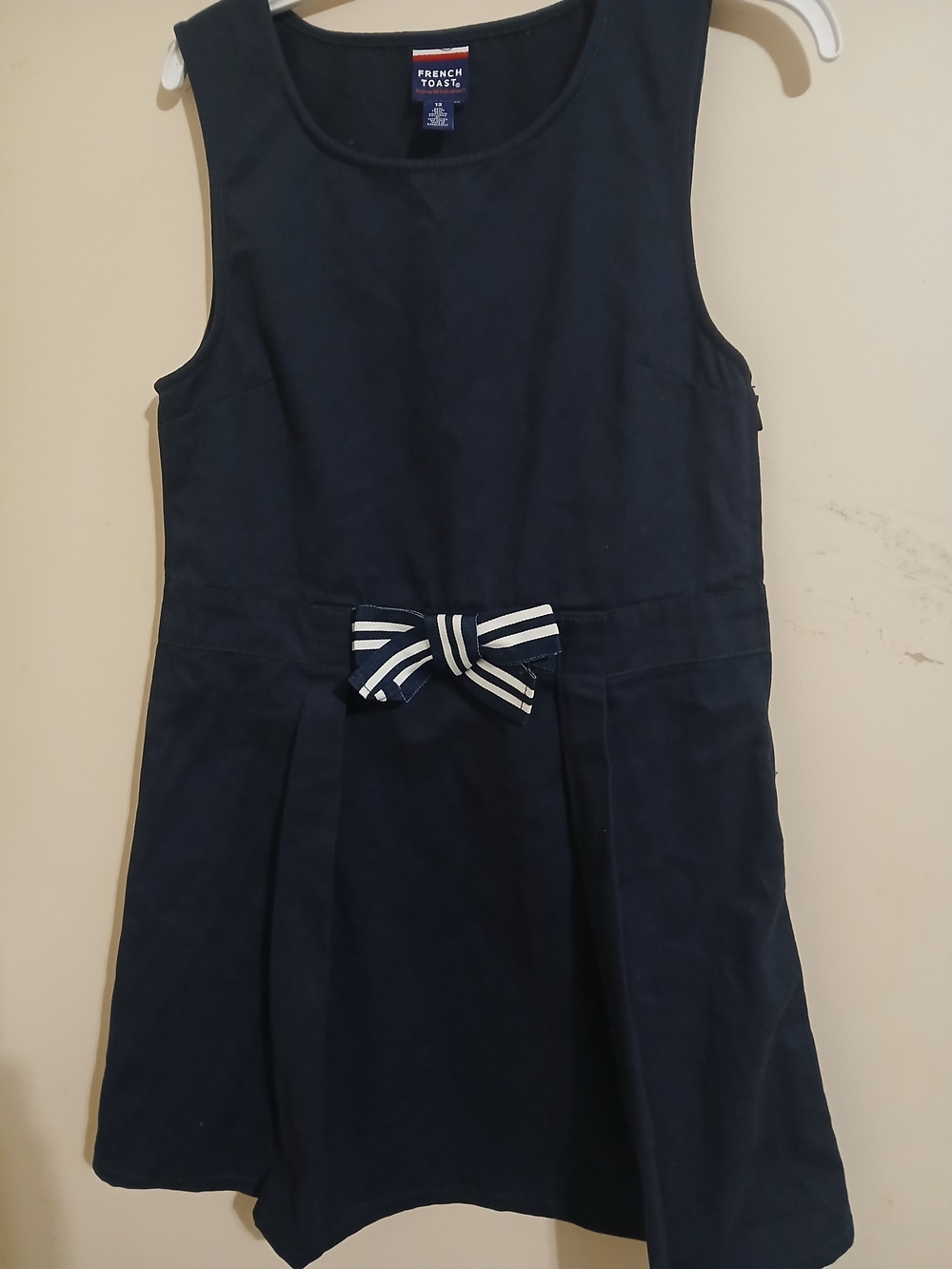 French Toast Girls' Navy Bow-Accent School Dress size 12